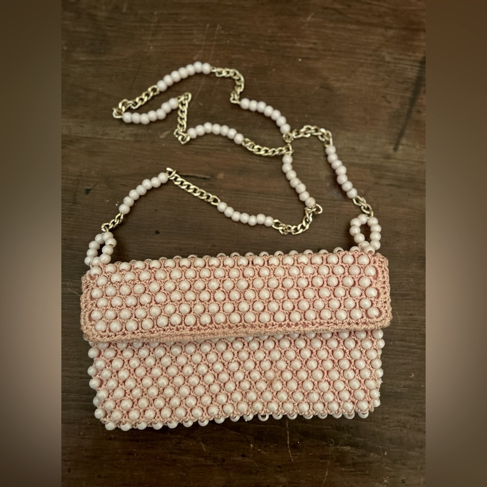 Vintage pink beaded bag